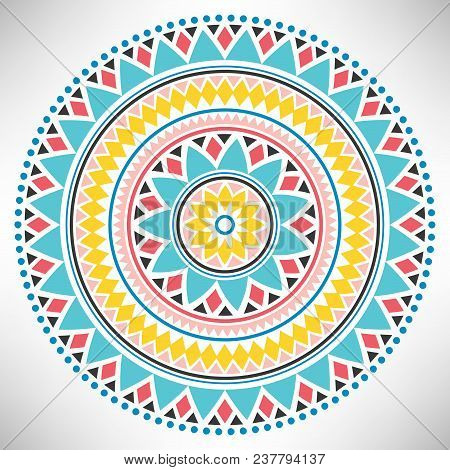 Ornamental Round Pattern. Tribal Mandala. Geometrical Circle Isolated On White Background. Vector Il