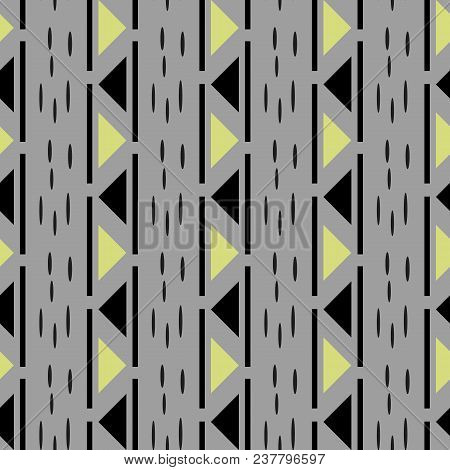 Abstract Seamless Pattern. Seamless Pattern With Triangles. Gold Black And White Triangle Pattern . 