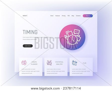 Timing, Events Planning, Statistical Analysis, Plan Landing Page Template. Template For Website Desi