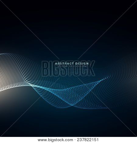 Digital Particles Wave Mesh Technology Background Vector Illustration