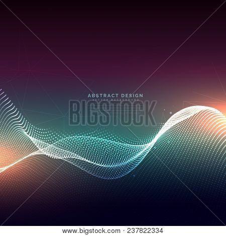 Digital Particles Wave Mesh Technology Background Vector Illustration