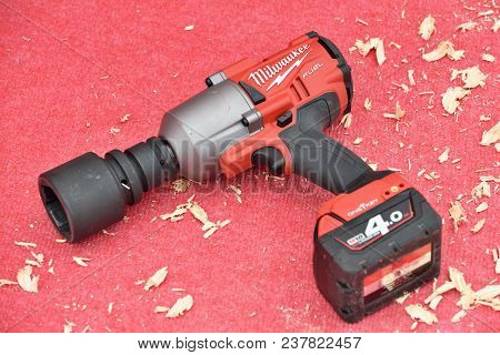 Vilnius, Lithuania - April 25: Milwaukee Power Tool On April 25, 2018 In Vilnius Lithuania. The Milw