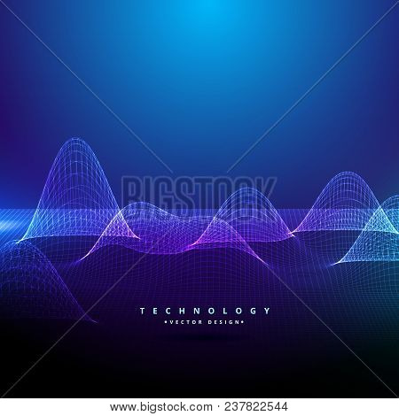3d Digital Illuminated Mesh In Technology Style