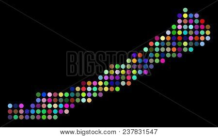 Bright Dotted Balaton Lake Map. Vector Geographic Map In Bright Colors On A Dark Background. Bright 