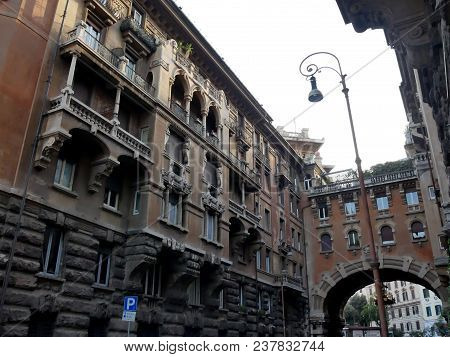 Entrance Seen From Behind, Copped District Located In Rome, Italy