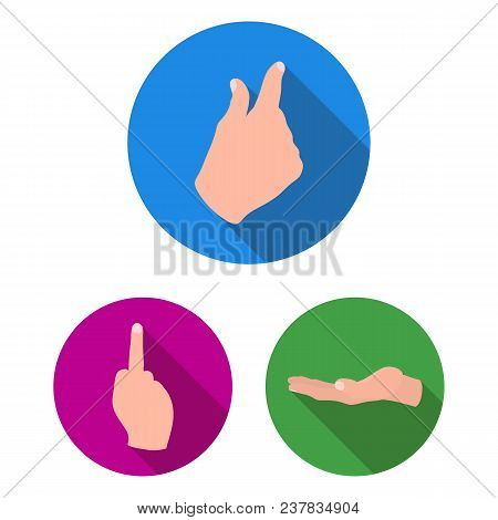 Hand Gesture Flat Icons In Set Collection For Design. Palm And Finger Vector Symbol Stock  Illustrat