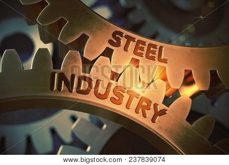 Steel Industry - Industrial Illustration With Glow Effect And Lens Flare. Steel Industry On Mechanis