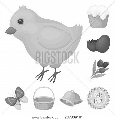 Easter Is A Christian Holiday Monochrome Icons In Set Collection For Design. Easter Attributes Vecto