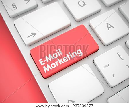 Modernized Keyboard With E-mail Marketing Red Key. Laptop Keyboard Keypad Showing The Texte-mail Mar