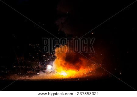 Fire And Smoke After The Fire Crackers Got Fire
