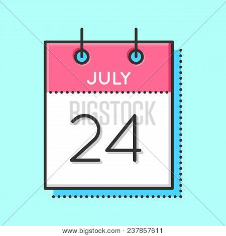 Vector Calendar Icon. Flat And Thin Line Vector Illustration. Calendar Sheet On Light Blue Backgroun