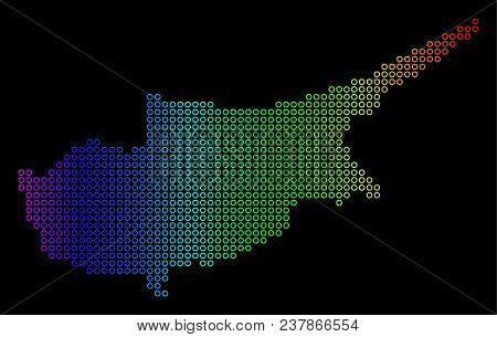 Bright Spectral Cyprus Island Map. Vector Geographic Map In Bright Rainbow Colors With Horizontal Gr