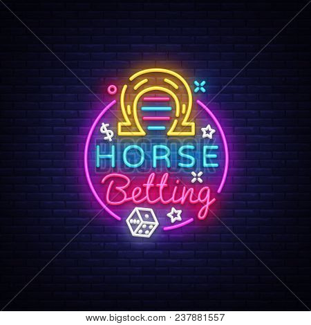 Horse Betting Logo In Neon Style. Horse Betting Neon Sign Vector, Design Element. Betting Sports, Ho