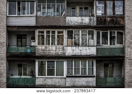 Large Obsolete Residential Apartment Block In A Poor Neighborhood