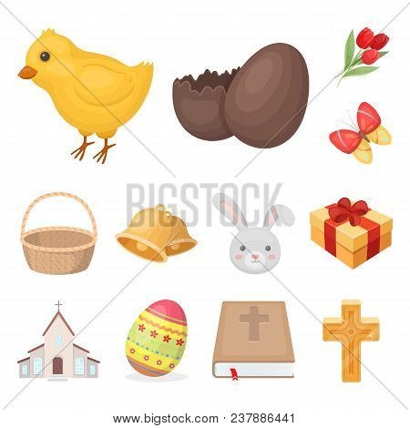Easter Is A Christian Holiday Cartoon Icons In Set Collection For Design. Easter Attributes Vector S