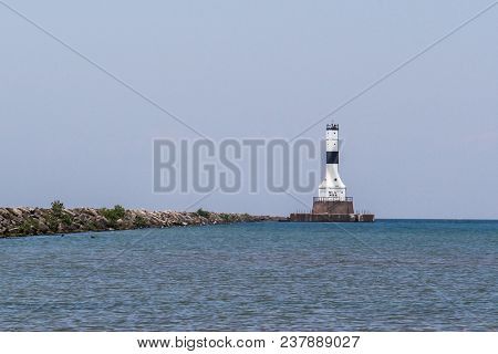 The Conneaut West Breakwater Lighthouse On Lake Erie, Ohio.