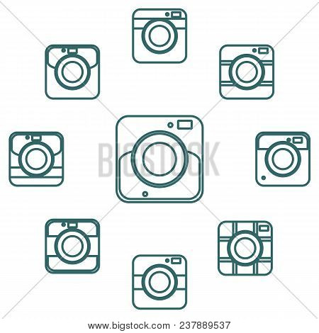 Photo Camera Icon Set For Web Sites And User Interface. Stock Flat Vector Illustration.