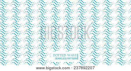 Dotted Wave Seamless Pattern. Stock Vector Illustration Of Flowing Water In Blue Color For Backgroun