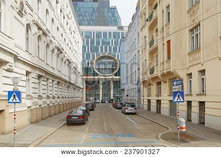 Vienna, Austria - 15 April 2018: Cars Parked On The Streets Of The City.