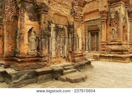 Siem Reap, Cambodia - August 10, 2008: View To The Ruins Of The Preah Ko Temple In Siem Reap, Cambod
