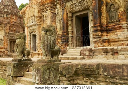 Siem Reap, Cambodia - August 10, 2008: View To The Entrance To The Ruins Of The Preah Ko Temple In S