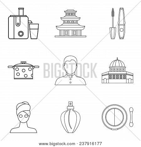 Little Wife Icons Set. Outline Set Of 9 Little Wife Vector Icons For Web Isolated On White Backgroun
