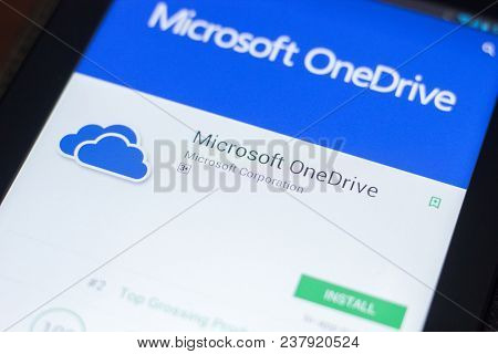 Ryazan, Russia - April 19, 2018 - Microsoft Onedrive Mobile App On The Display Of Tablet Pc.