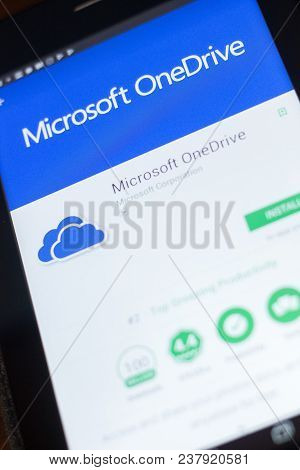 Ryazan, Russia - April 19, 2018 - Microsoft Onedrive Mobile App On The Display Of Tablet Pc.