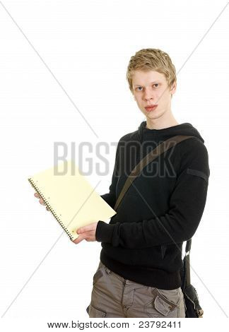 een jonge man houdt een Klembord