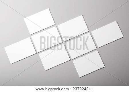 Photo Of White Business Cards. Template For Branding Identity. For Graphic Designers Presentations A