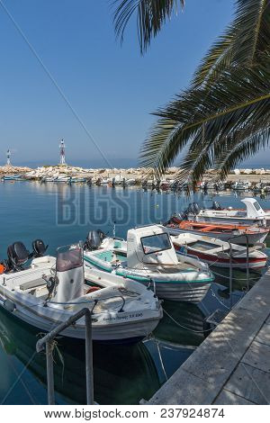 Thassos, Greece - April 5, 2016: Port Of Skala Sotiros, Thassos Island, East Macedonia And Thrace, G