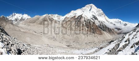 Panoramic View Of Mount Makalu And Mount Everest , Nepal Himalayas Mountains, Barun Valley