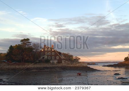 Marblehead, vista de marea baja al atardecer