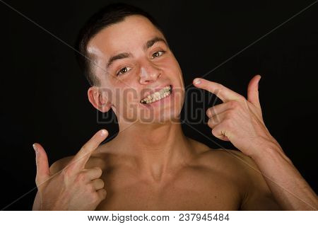 Young Handsome Guy Is Fooling Around. Emotional And Funny.  Look At The Smile