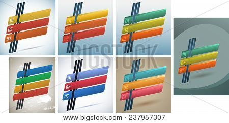 Set Retro Style Infographics Design Elements Slanted Lines With Shadows On Vintage Grunge Background