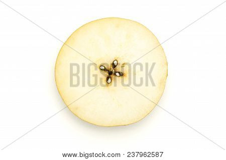 Chinese Golden Pear One Section Half Top View Nashi Variety Isolated On White Background