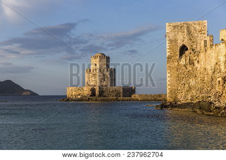 The Bourtzi Tower In The Methoni Castle, Used As A Prison In Former Times, Messenia, Greece