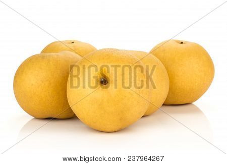 Chinese Golden Pears Stack Nashi Variety Isolated On White Background