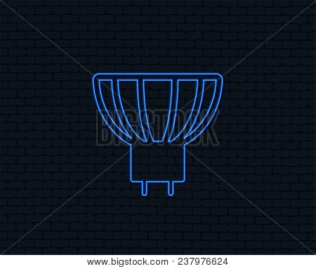 Neon Light. Light Bulb Icon. Lamp Gu5.3 Socket Symbol. Led Or Halogen Light Sign. Glowing Graphic De