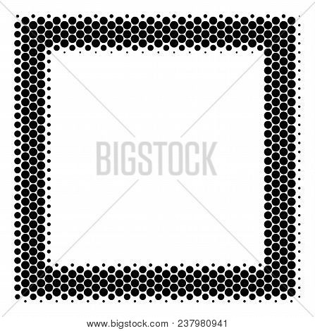 Halftone Dot Contour Square Icon. Pictogram On A White Background. Vector Composition Of Contour Squ