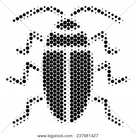 Halftone Round Spot Cucaracha Icon. Pictogram On A White Background. Vector Concept Of Cucaracha Ico