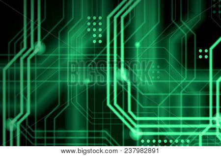 An Abstract Technological Background Consisting Of A Multitude Of Luminous Guiding Lines And Dots Fo