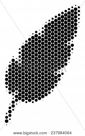 Halftone Dot Feather Icon. Pictogram On A White Background. Vector Mosaic Of Feather Icon Combined O