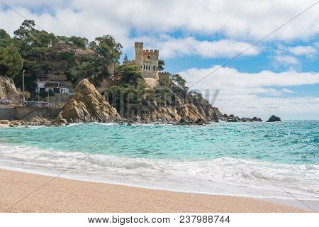 Lloret De Mar Castell Plaja At Sa Caleta Beach In Costa Brava Of Catalonia, Spain
