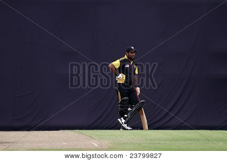 차이나타운, 말레이시아-9 월 24: 말레이시아의 타자 Hammad Ullah 칸이 펩시 ICC 화장실에서 휴식을 걸립니다.