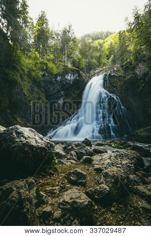 The Majestic Gollinger Waterfall Near Golling An Der Salzach In Austria, Europe