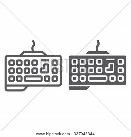 Gaming Keyboard Line And Glyph Icon, Technology And Device, Keypad Sign, Vector Graphics, A Linear P