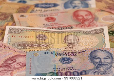 A Composition Of Vietnamese Dong Vnd Banknotes Providing Great Options To Be Used For Illustrating S