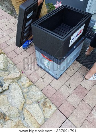 Heiligenhaus, Nrw, Germany - July 25, 2017:
Homeservice, Delivery Of Department Store Chain Real In 