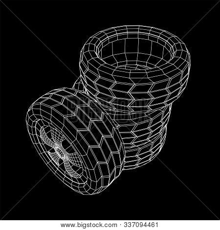 Automobile Rubber Car Wheel Tire And Rim. Wireframe Low Poly Mesh Vector Illustration. Auto Service 